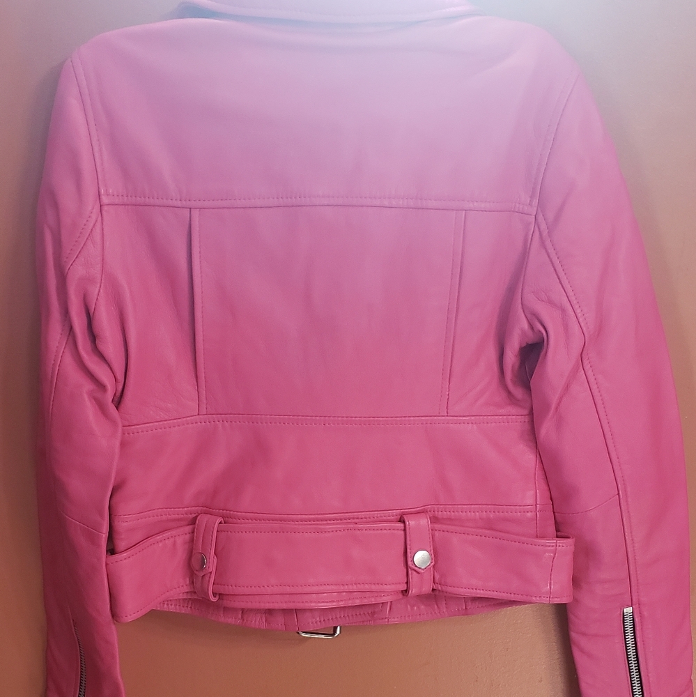 WT ⚘WALTER BAKER NICOLE 100% LEATHER JACKET (CANDY 💖) SZ. SMALL( DAMAGED) - Picture 10 of 14